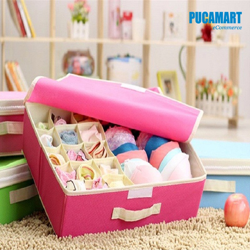 Hộp Đựng Đồ Lót 16 Ngăn Có Nắp Đậy, Khay Đựng Đồ Lót Nhiều Ngăn, Hộp Sắp Xếp Đồ Lót - PucaMart