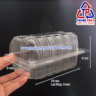 100 Hôp nhựa H149 - Hộp nhựa nắp gập đựng bánh bông lan cuộn 14cm