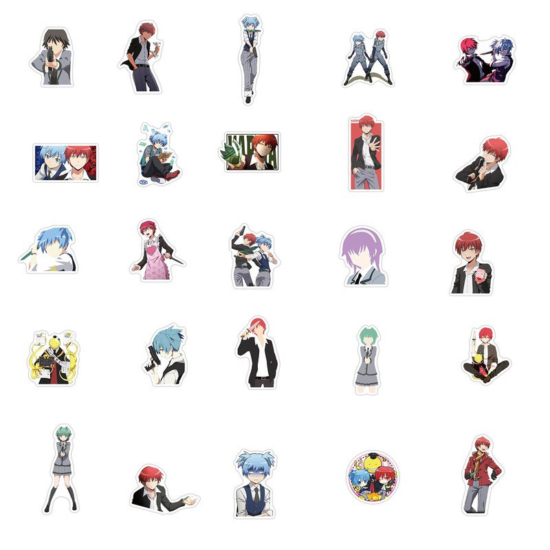 Set 50 / 25 / 10 miếng dán hình hoạt hình anime Assassination Classroom trang trí đa năng