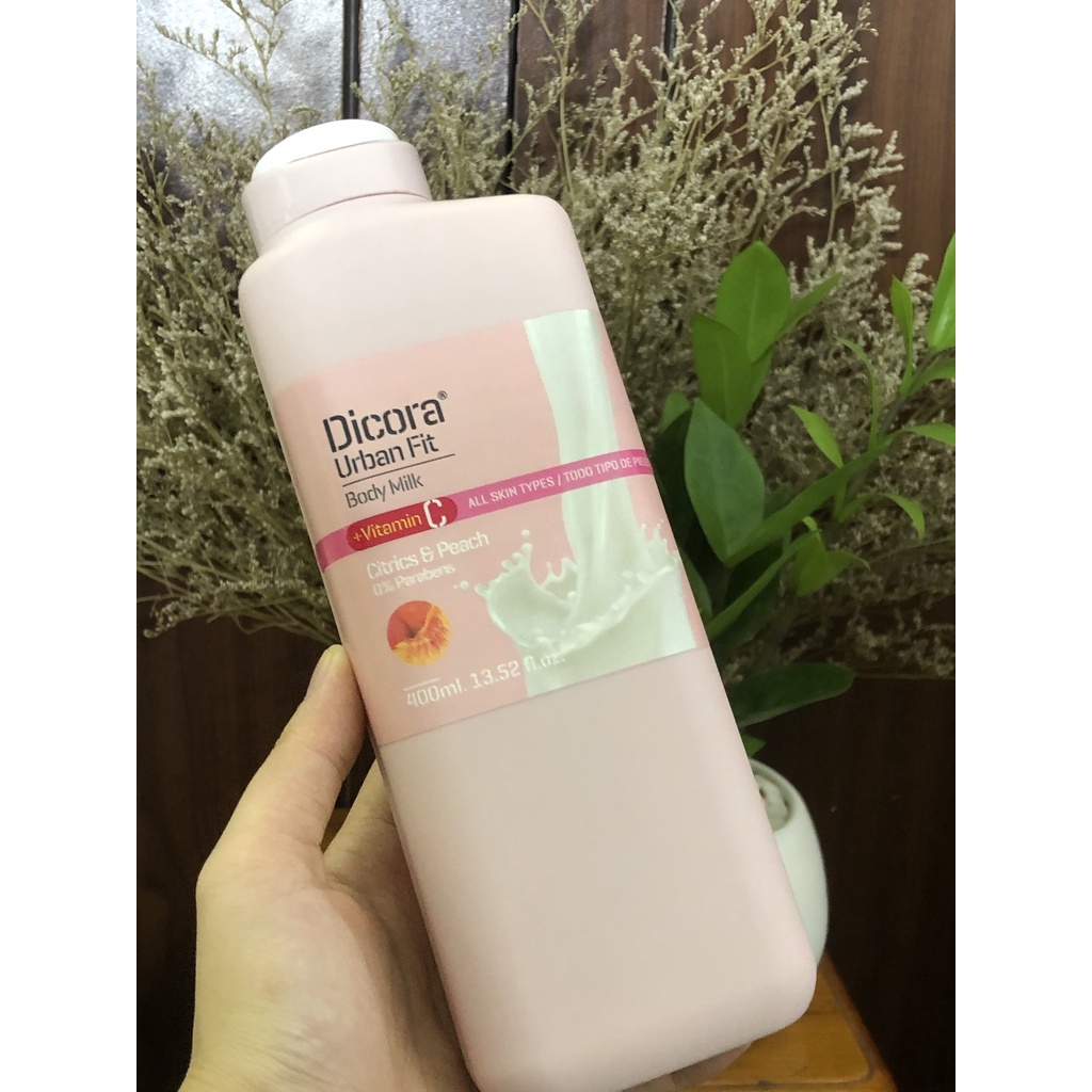 Sữa dưỡng thể Dicora Urban Fit citrics & peach vitamin C hương cam quýt và đào 400ml ngăn ngừa lão hoá, làm trắng da | BigBuy360 - bigbuy360.vn