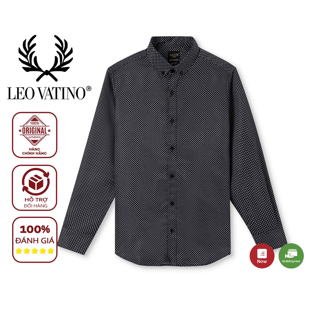 Áo sơ mi nam Galvin họa tiết dài tay chất cotton co giãn form ôm SMGV146 - Leo Vatino