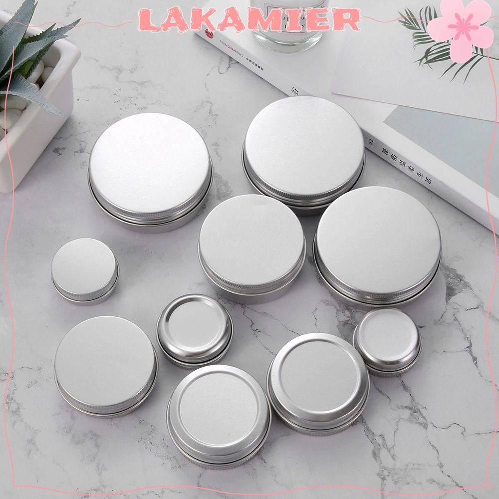 LAKAMIER Empty Aluminium Bottles Cosmetic Pot Jar Reusable Tin Container Makeup Storage Sample Packaging Can Silver Small Oil Wax Box