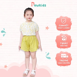 Bộ cộc tay bé gái Dewkids cổ sen chất liệu vải thô cao cấp - VH06