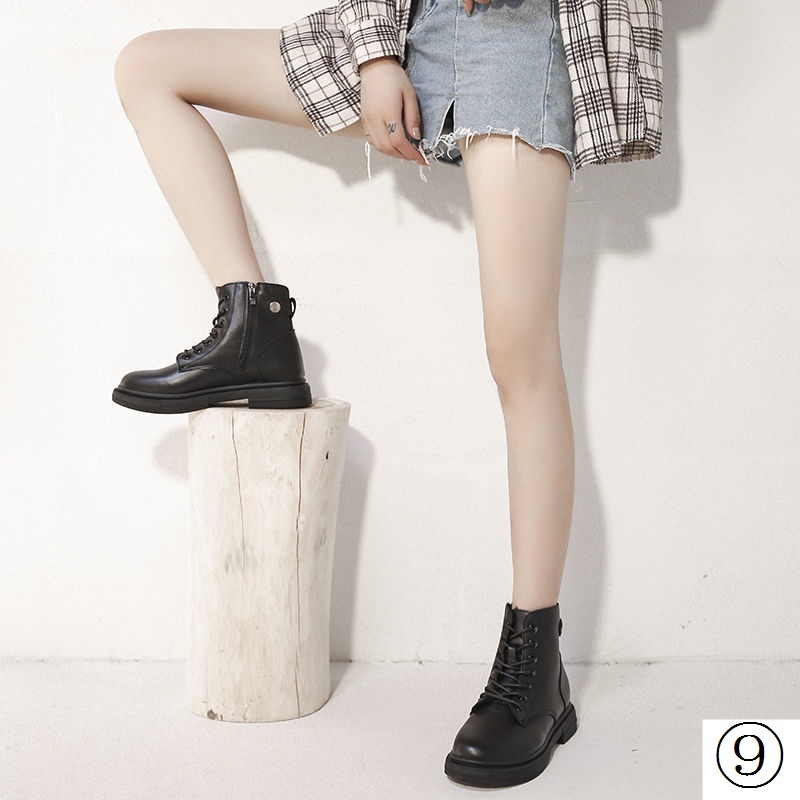 Giày Bốt Martin Lót Lông Cừu Dày Dặn Màu Đen Phong Cách Anh Quốc Thời Trang Thu Đông 2022 Cho Nữ