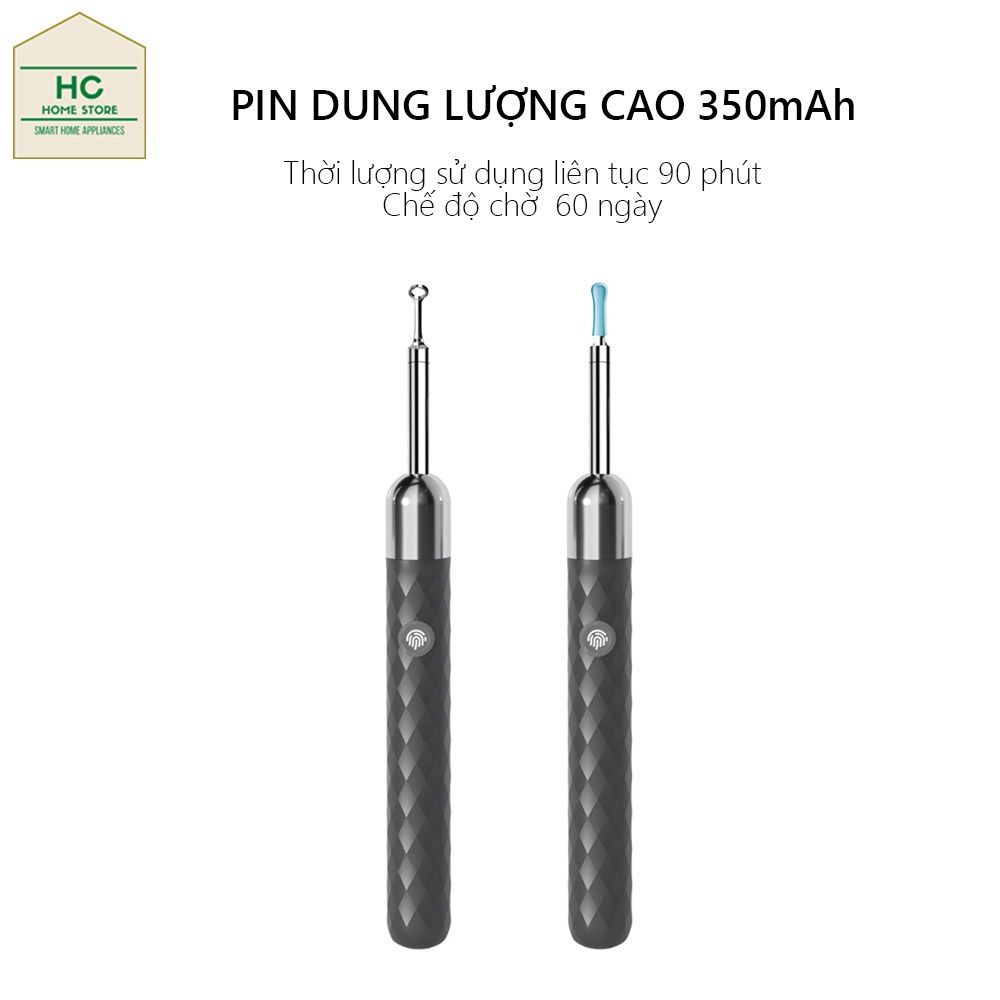 Máy lấy ráy tai camera thông minh không dây Earpick X3 có đầu nặn mụn, camera nội soi FHD 1080P dùng soi tai, mũi, họng