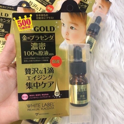 Serum dưỡng trắng da, ngừa nám White Label Premium Placenta Gold Essence chiết xuất từ vàng và tinh chất nhau thai 10ml