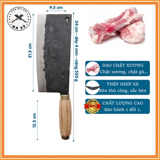 Dao chặt xương nhíp xe, chặt thịt, chặt gà, dao rèn từ thép nhíp xe siêu bền, cán gỗ chắc chắn - d17