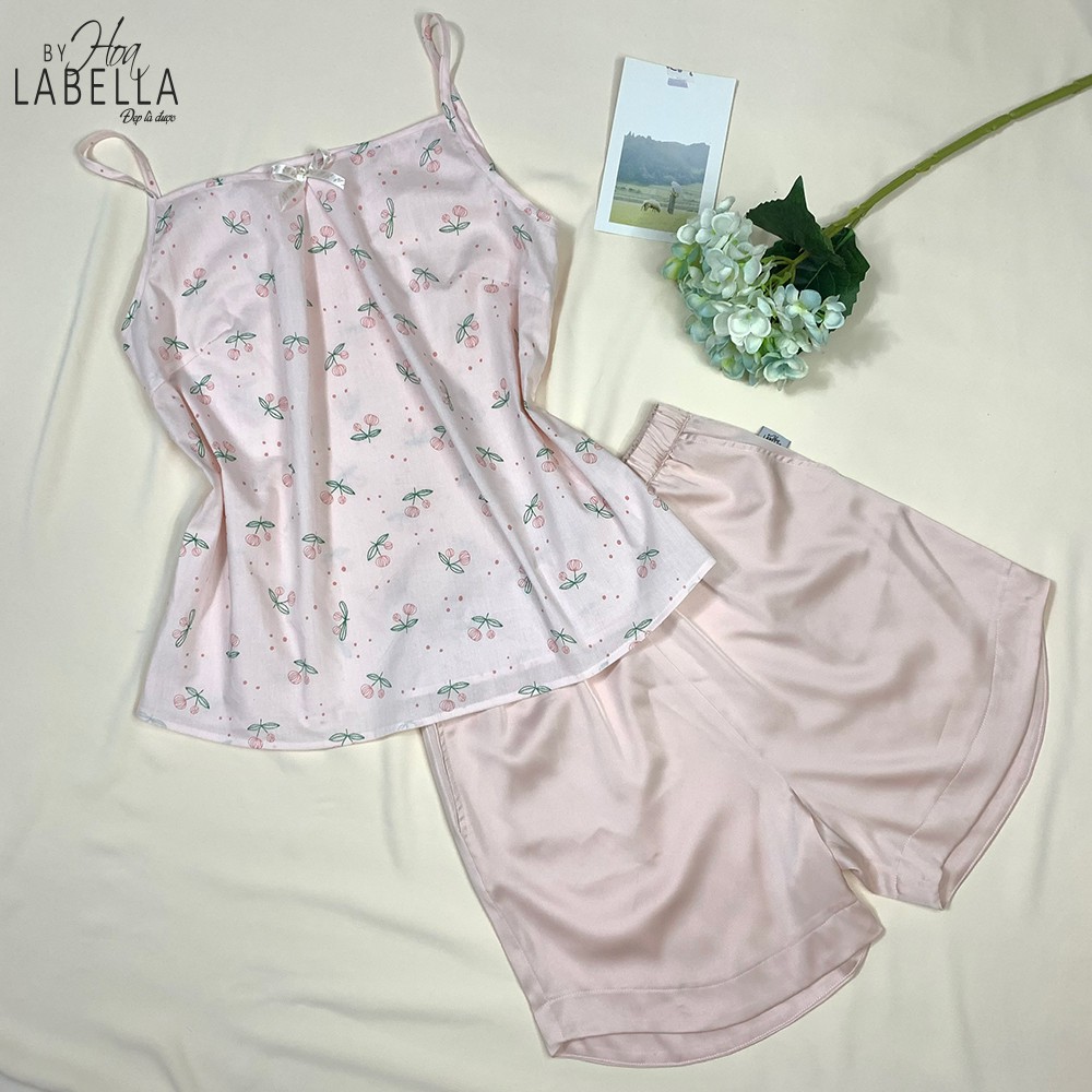 [Mã LT50 giảm 50k đơn 250k] Bộ Ngủ HOABELLA 2 Dây Thô Lụa, Đính Kết Nơ (BN08)
