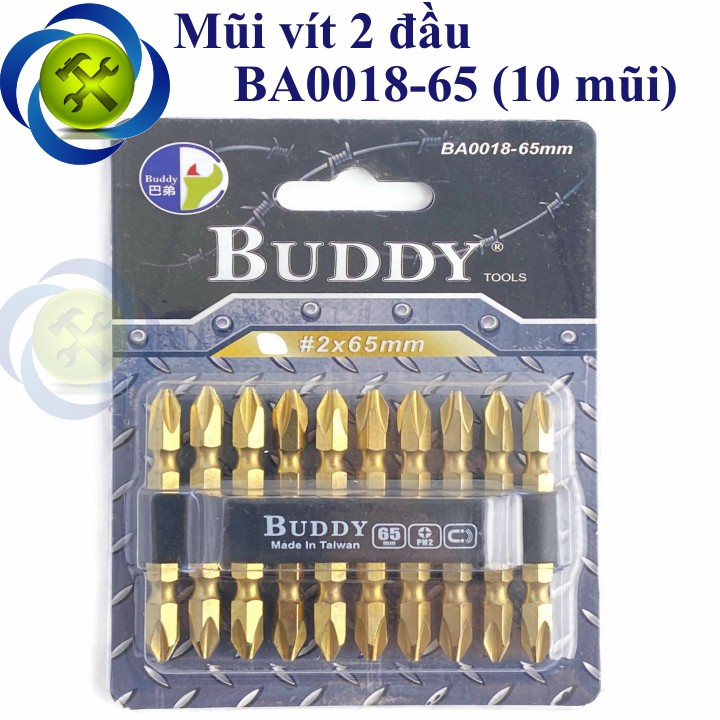 Mũi bắn vít hai đầu bake PH2 Buddy BA0018-65 dài 65mm (10 cây/vỉ)