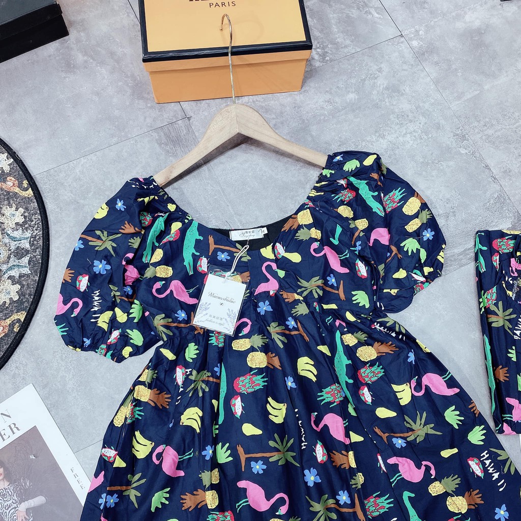 Váy babydollll XANH THAN hoa quả (kèm ảnh thật,video) | BigBuy360 - bigbuy360.vn