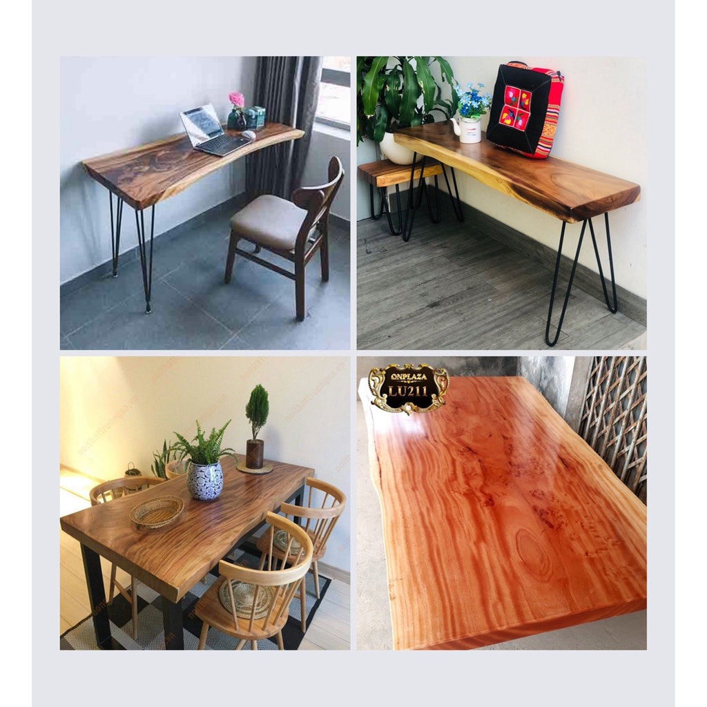 Mặt Bàn Ghế Chữ Nhật Gỗ Nhãn, Xà Cừ, Tấm Gỗ Tự Nhiên Nguyên Khối Từ Thân Cây