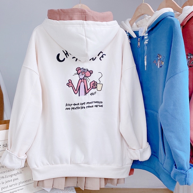 KHOÁC NỈ THÊU BÁO HỒNG