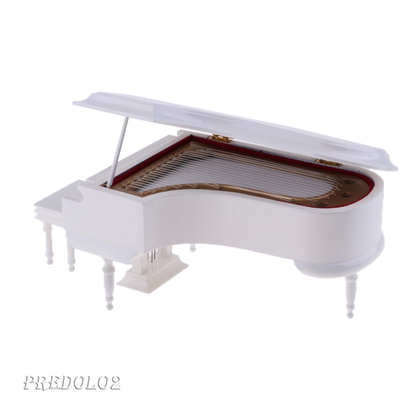 [Predolo2] Hộp Nhạc Hình Đàn Piano Trắng Tỉ Lệ 1 / 8 Trang Trí Nhà Búp Bê