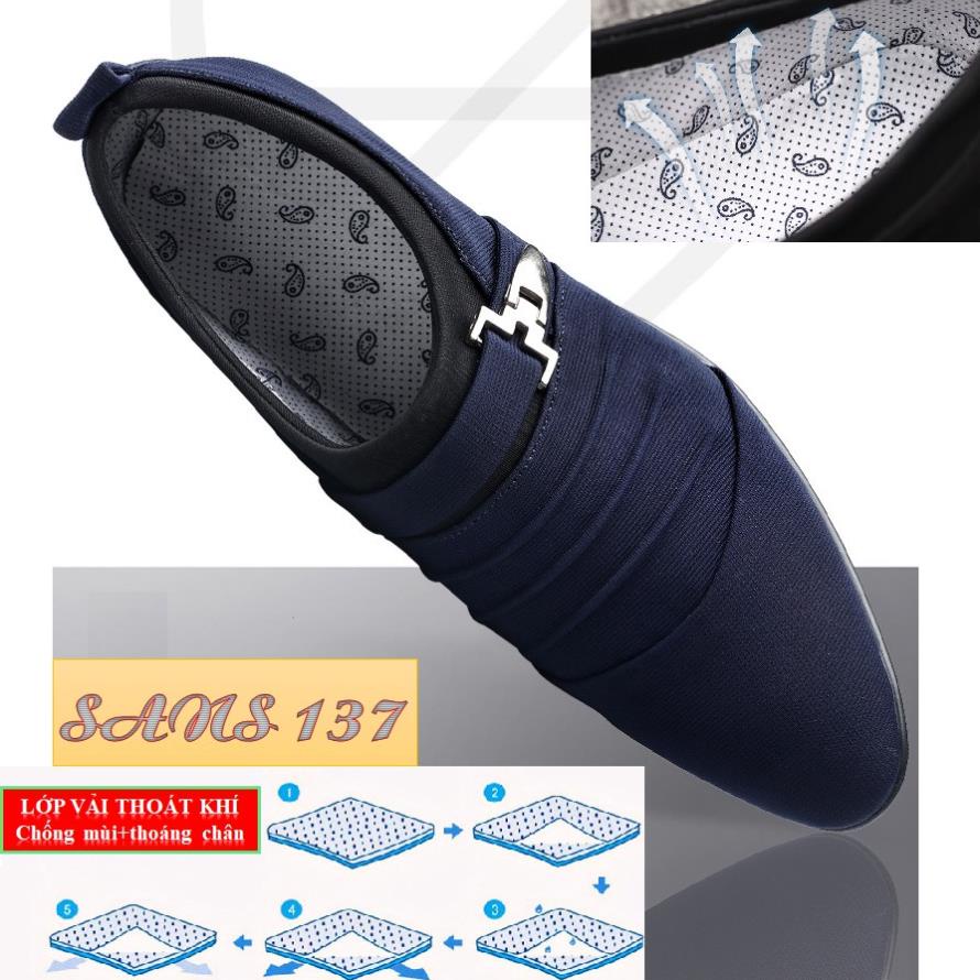 Giày tây nam công sở Sans137 chất vải êm chân mũi nhọn đen size nhỏ 37 bigsize 44 45 46 47 48 ️🎶