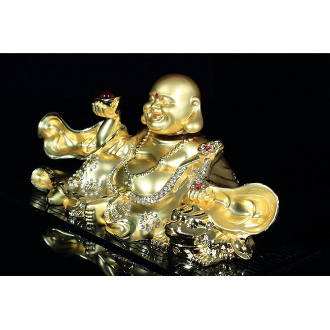 [BẰNG KIM LOẠI - CAO CẤP] Tượng Phật Di Lặc gật đầu để xe ô tô, bằng kim loại đính đá sang trọng & độc đáo