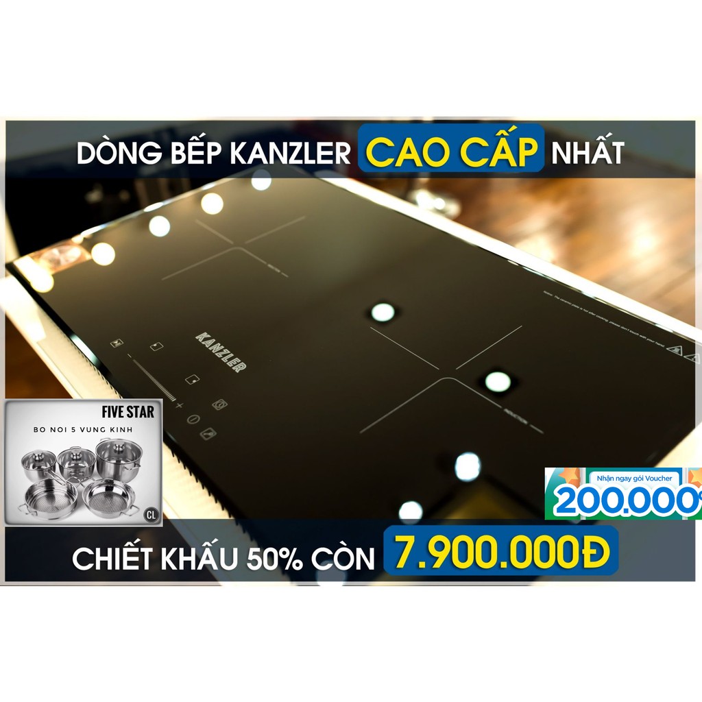 Bếp điện từ Kanzler KA-68IH Inverter nhập khẩu Malaysia tặng kèm bộ nồi Fivestar cao cấp