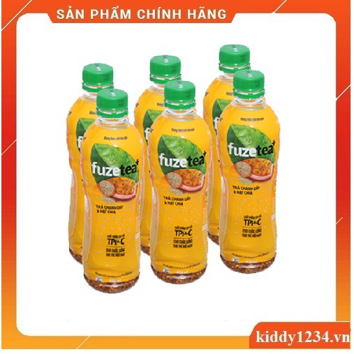 6 chai trà đào và hạt chia Fuze Tea 350ml