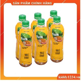 6 chai trà đào và hạt chia Fuze Tea 350ml