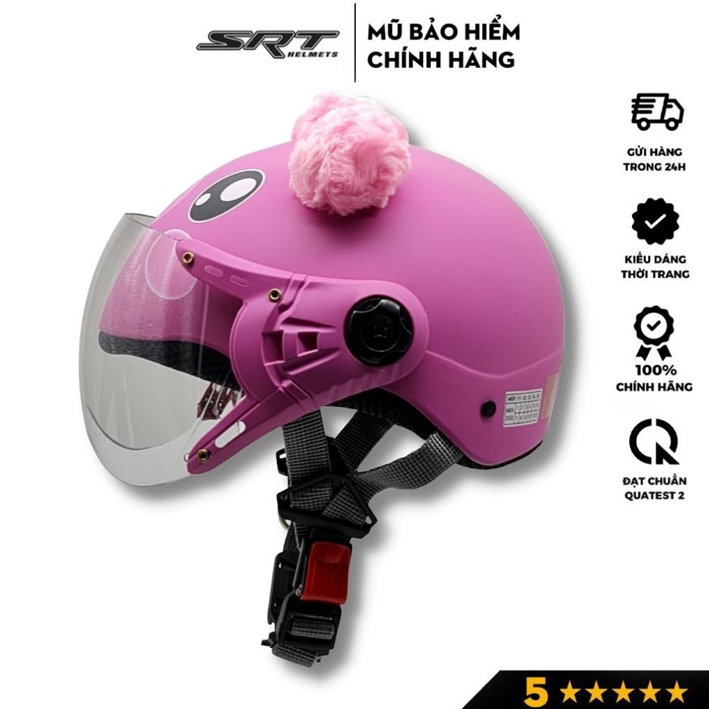 Mũ bảo hiểm cho bé SRT ASA01, nón trẻ em có kính từ 3-7 tuổi, họa tiết đáng yêu, có tai ngộ nghĩnh