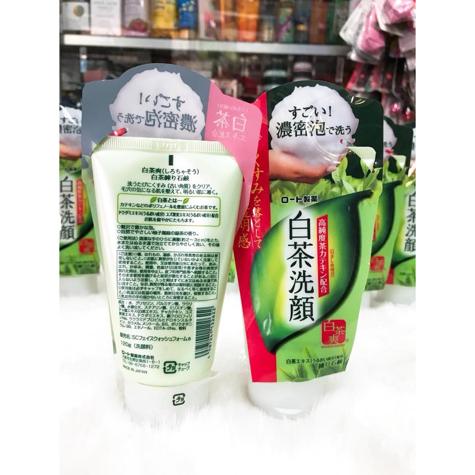 Sữa rửa mặt trà xanh Rohto Shirochasou Green Tea Foam 120g hàng nội địa Nhật Bản | BigBuy360 - bigbuy360.vn