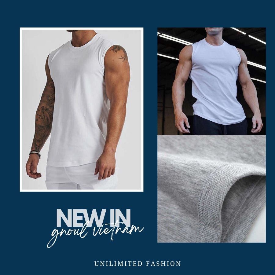 - Áo sát nách áo thể thao nam áo ba lỗ gnoulshop, 100 cotton, co dãn thoải máy