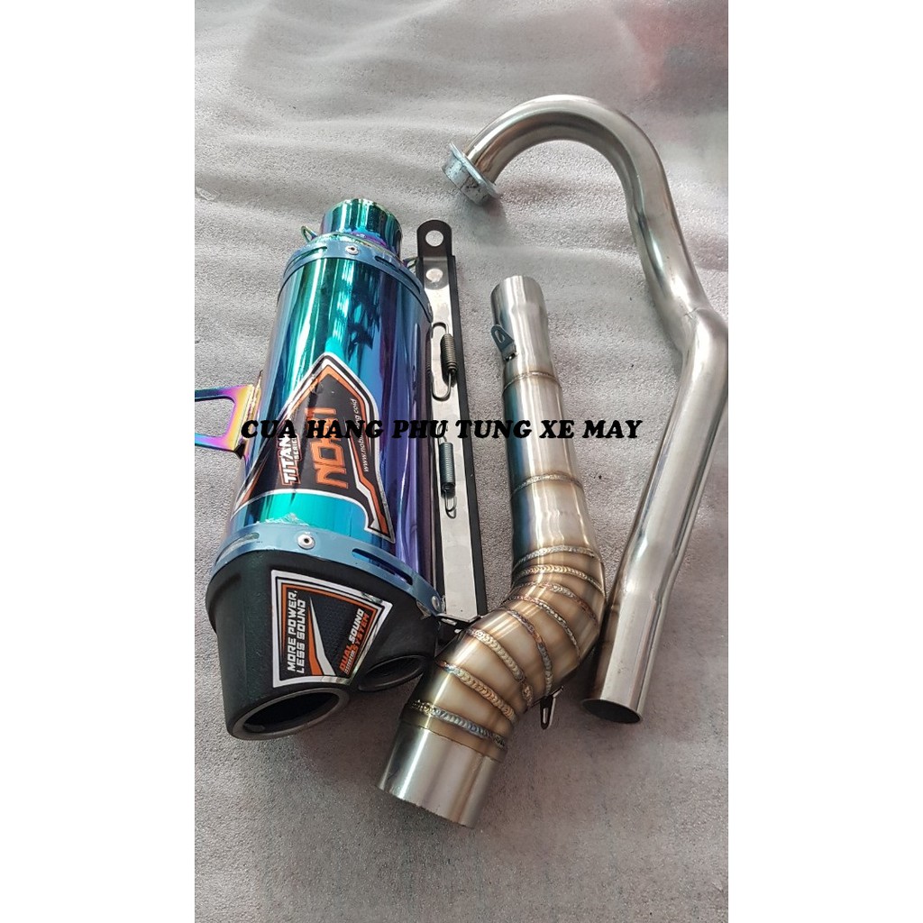 Pô Nobi 2 nòng - kèm cổ 2 khúc inox 304 gắn xe Ex 135/ Ex 150/ Winner 150/ Winner X/ Sonic/ Raider Fi/ Satria