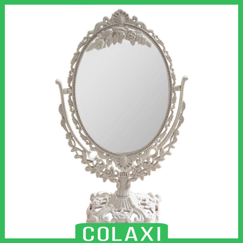 [COLAXI]Desktop Mirror Oval Bathroom Double Sided 360 Makeup Mirror Decoration