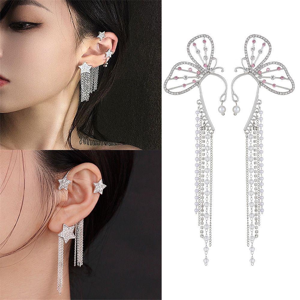 Khuyên Kẹp Vành Tai Đính Đá Lấp Lánh Thời Trang Cho Nữ