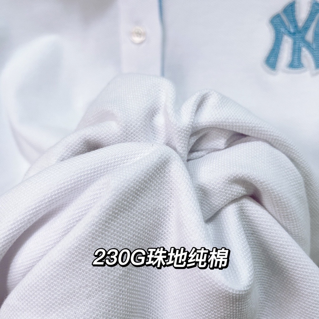 MLB Áo Thun POLO Tay Ngắn Cổ Tròn In Chữ NY Phong Cách Thời Trang Hàn Quốc Dành Cho Nam Và Nữ