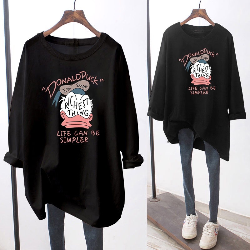 NRVP Áo Thun Nữ Dài Tay Cổ Tròn Thời Trang Hàn