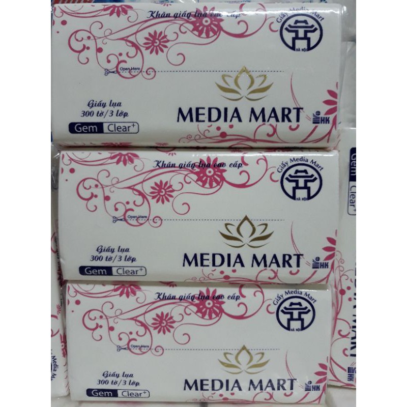 GIẤY RÚT LỤA MEDIA MART 300 TỜ 3 LỚP