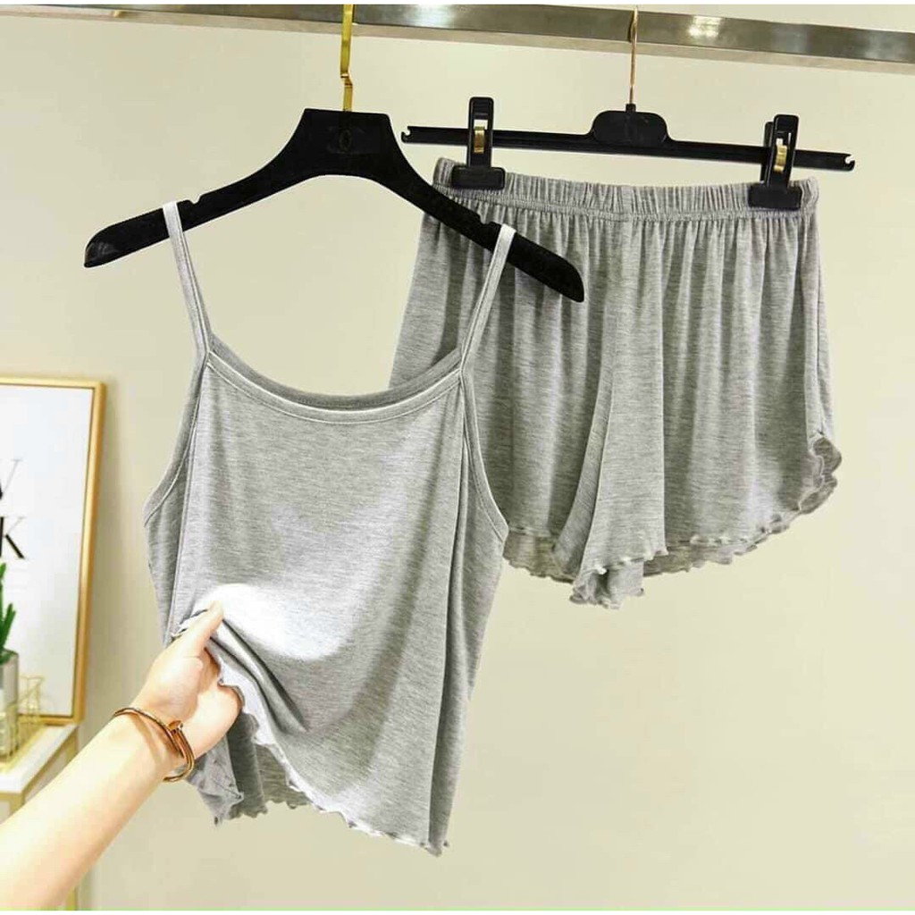 Set đồ bộ ngủ nữ hai dây cotton siêu thoáng mát