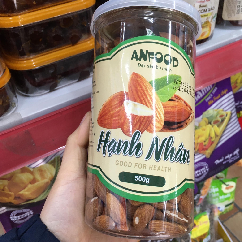 Hạt hạnh nhân, mắc ca, óc chó  Anfood hộp 500g,250g