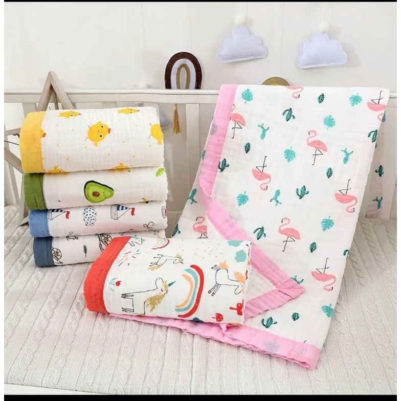 Chăn  khăn aden bo viền 4 lớp khổ 120*120 cm