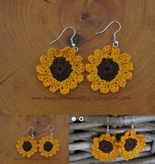 Hoa tai bằng len handmade