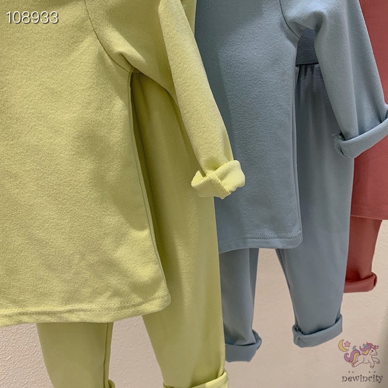 Bộ đồ ngủ gồm áo mềm và quần lưng cao phong cách Hàn Quốc cho bé gái