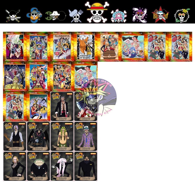 Bộ Thẻ Bài Toonies One Piece Boom Cơ Bản 63 Thẻ .