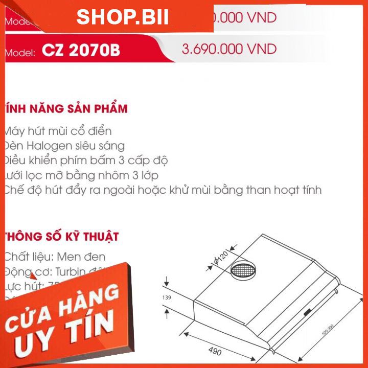 [SIÊU BỀN] Hút mùi Canzy CZ-2606B - Hút Mùi Cổ Điển Màu Đen Nhập Khẩu Chính Hãng Giá Rẻ Phù Hợp Cho Không Gian Bếp Nhỏ.