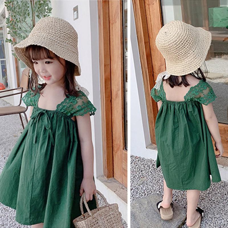 Đầm xòe phối ren kiểu công chúa xinh xắn cho bé gái