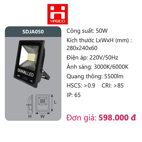 Đèn LED pha DUHAL 50W SDJD0501 KDJD0501