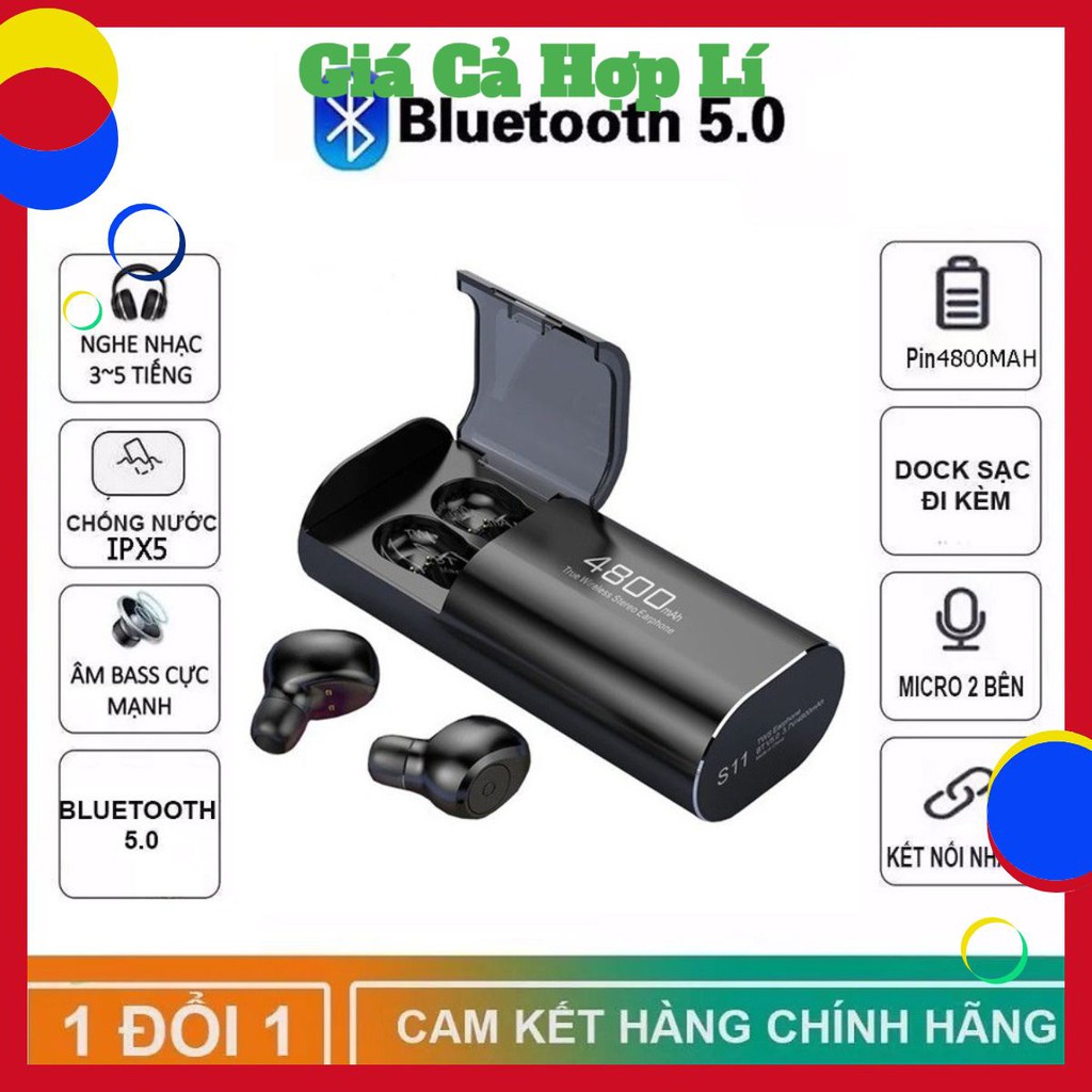 Tai nghe Bluetooth Không Dây Nhét Tai Kiêm Sạc Dự Phòng Amoi S11 TWS Nâng Cấp Hơn i7, i9, i12, F9, F9 Pro Winnare_store