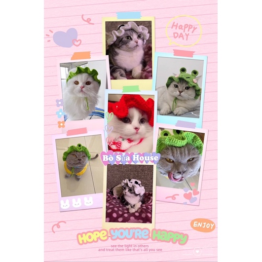 Mũ len khoét tai cho mèo, cún , thỏ,….