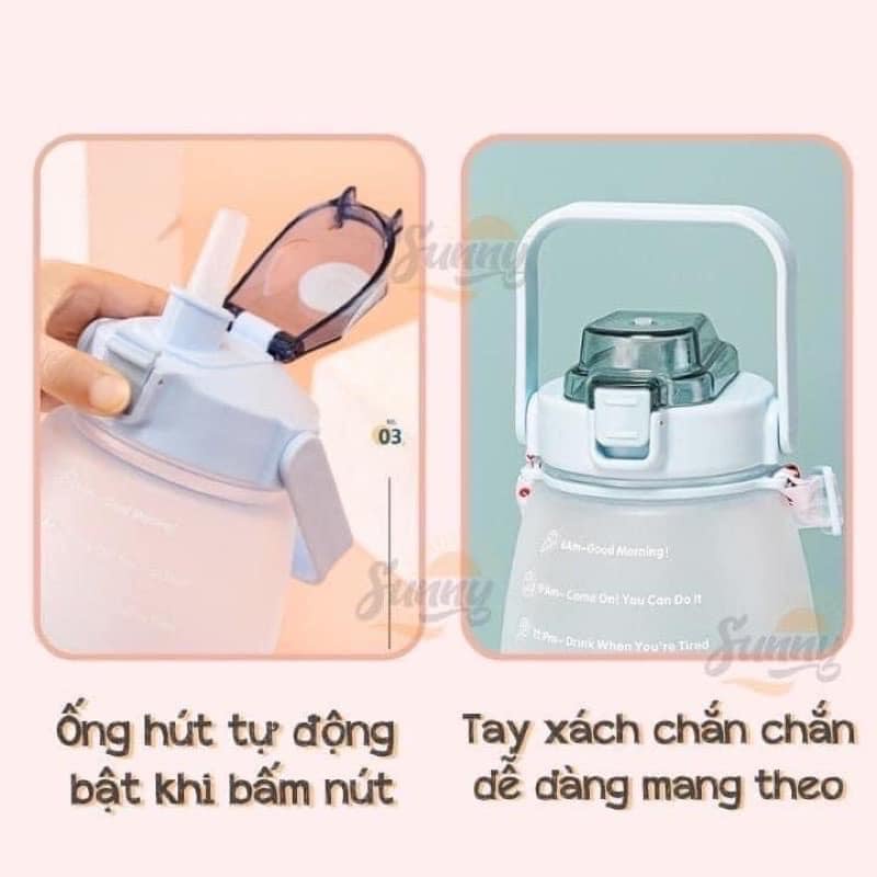 Bình nước 1,8 lít SIPIAO có ống hút bật tự động khi mở nắp siêu tiện lợi siêu cute.