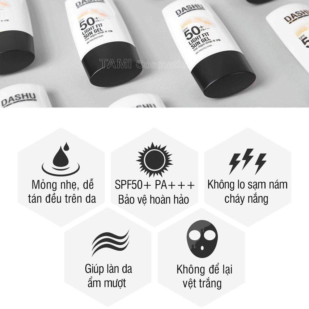 Kem chống nắng DASHU dạng gel 50ml và sữa rửa mặt nam 30ml Sản phẩm chính hãng không cồn cho nam từ Hàn Quốc TM-KS01