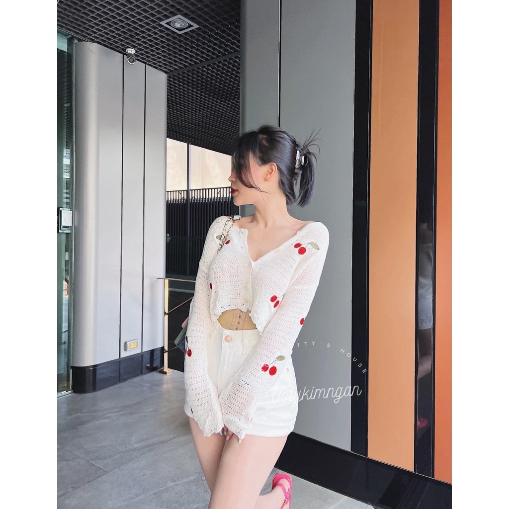 Áo len cardigan cherry