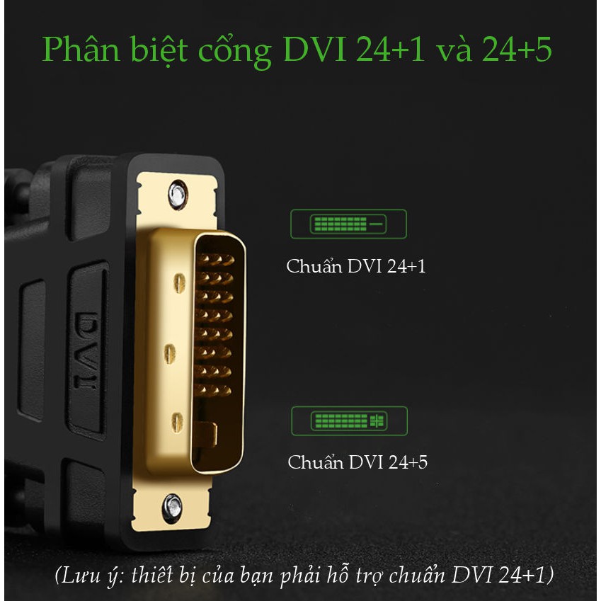 Cáp chuyển đổi tín hiệu từ cổng HDMI sang DVI (24+1) dài từ 1-5m UGREEN HD133 - Hàng chính hãng