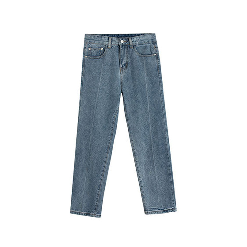 Quần jeans ống côn JAMS xanh nhạt form slimfit washed jeans nam nữ phong cách Hàn Quốc