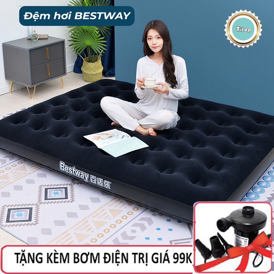 Nệm Bơm Hơi Nệm Hơi Cao Cấp Bestway có tặng kèm bơm điện