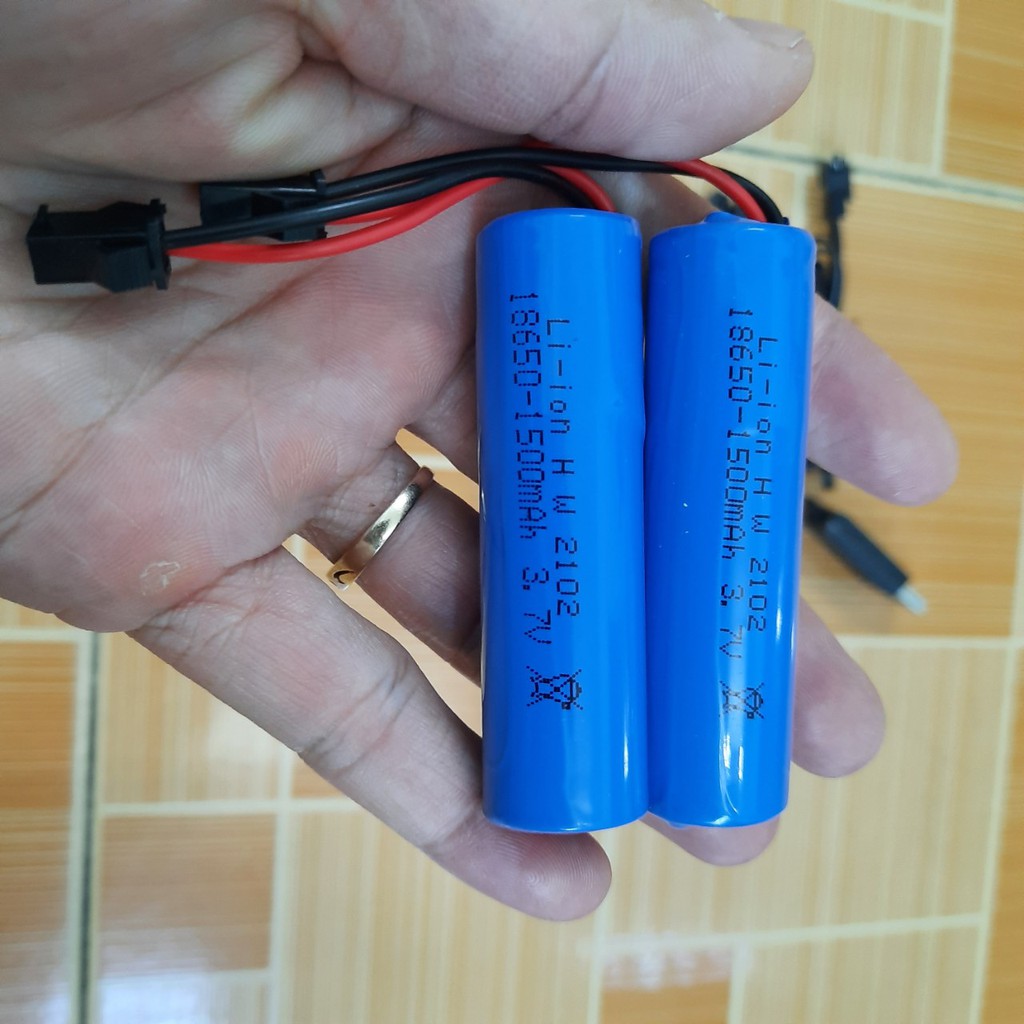 Pin và cáp sạc xe mô hình 3.7v 18650 dung lượng cao 1500mah cổng nôi SM