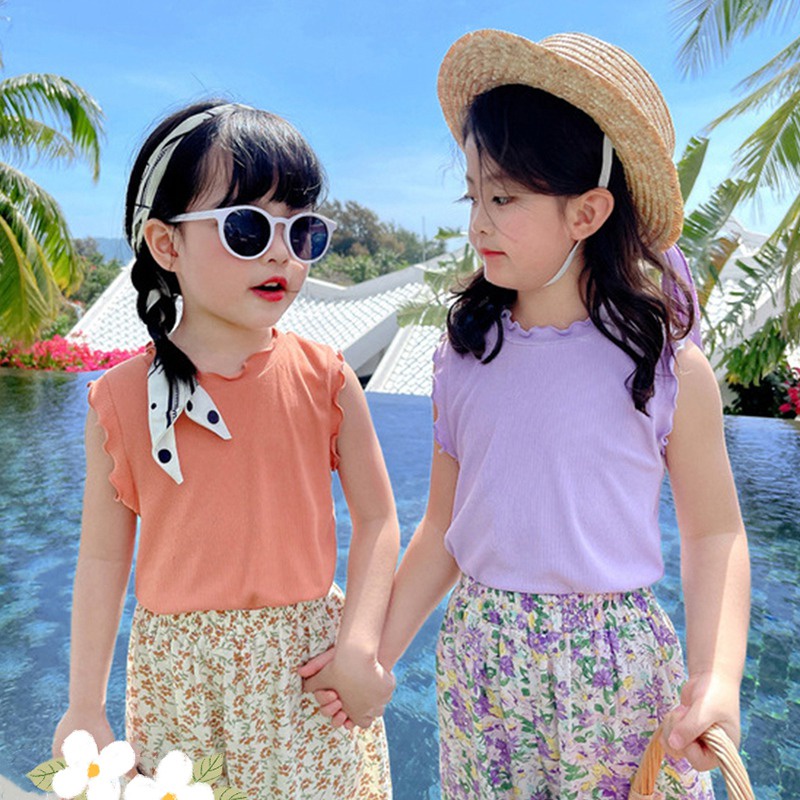 Áo Len Cổ Tròn Co Giãn Màu Sắc Kẹo Ngọt Phong Cách Phương Tây Thời Trang Mùa Hè Dành Cho Bé Gái